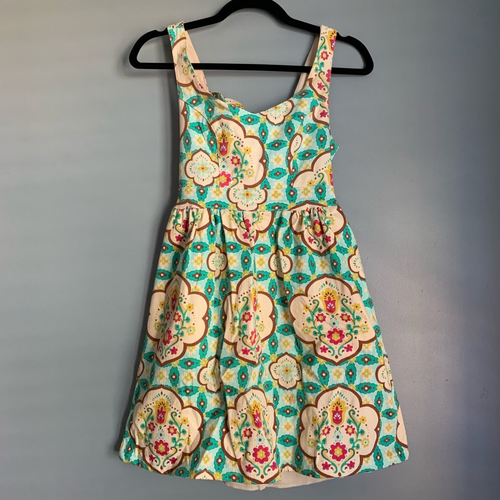Judith March Hansel & Gretel Print Lined Tie Back Dress Small